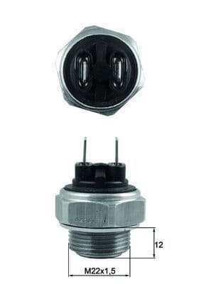 Thermostatische schakelaar voor radiatorventilator (met zegel) past: PEUGEOT 304, 404, 504, 505, J7, J9 1.3-2.5D 04.63-12.93