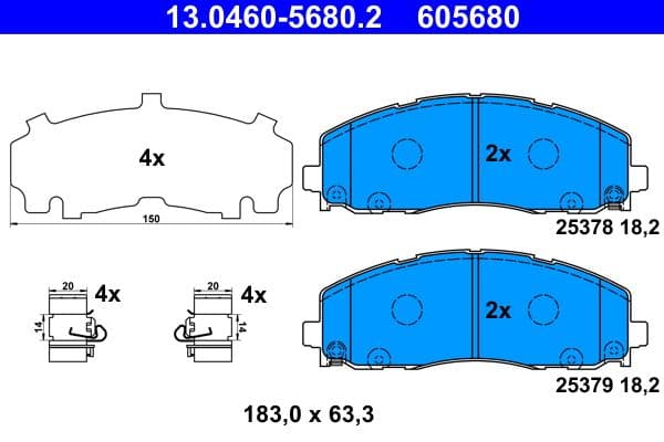 Remblokken set Voor , past: CHRYSLER PACIFICA, TOWN & COUNTRY, VOYAGER V  DODGE GRAND  FIAT FREEMONT  JEEP WRANGLER IV  LANCIA VOYAGER 2.0-6.4 10.07-
