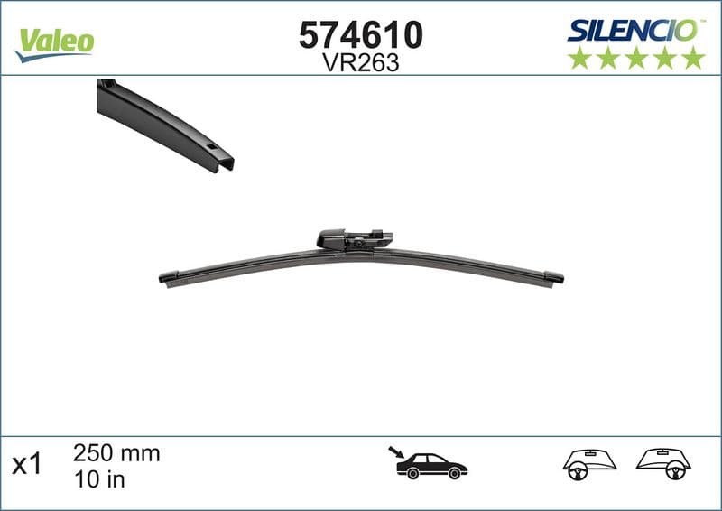 Wisserblad Flat Achter (1pcs) VR263 Silencio Xtrm 250mm past: SEAT MII  SKODA CITIGO, E-CITIGO  VW LOAD UP!, SCIROCCO, SCIROCCO III, T-CROSS, UP! 05.08-