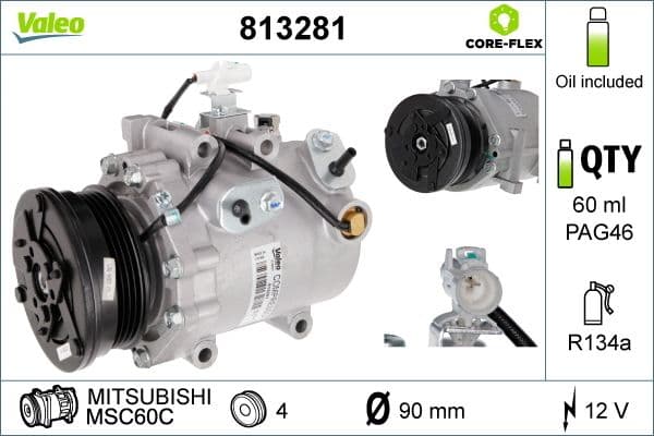 Airconditioning compressor past: FIAT SEDICI  SUZUKI SWIFT III, SX4 1.3/1.5/1.6 02.05-