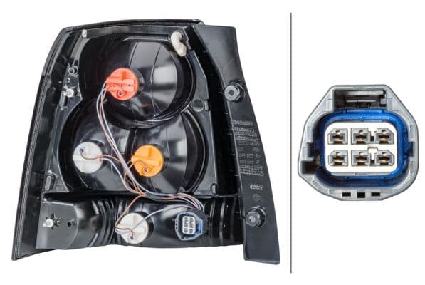 Achterlicht Rechts (P21W/PR21/5W, kleur van het glas red/wit, anti-fog licht, achteruitrijlicht, zwart frame) past: LAND ROVER FREELANDER 2 L359 08.10-10.14