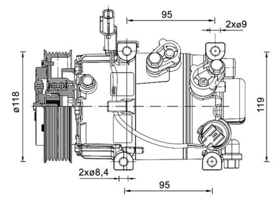 Airconditioning compressor past: HYUNDAI I20 II 1.2/1.2LPG 11.14-09.21