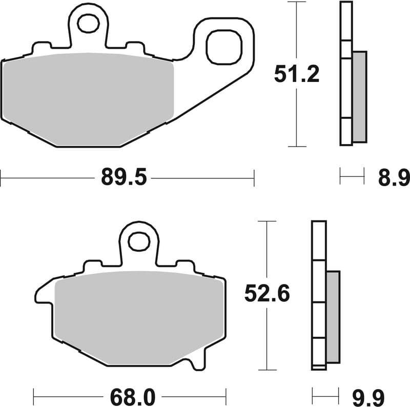Brake pads Achter, beoogd gebruik: route, materiaal: keramisch / koolstof-17, 51,2/52,6x89,5x8,9/9,9mm past: KAWASAKI ER-6F, ER-6N, GPZ 650/1100 1995-2016