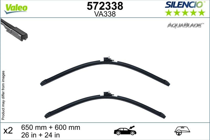 Wisserblad voegloos Voor met spoiler (2pcs) Silencio AquaBlade 650/600mm past: MERCEDES SPRINTER 3,5-T (B907), SPRINTER 3,5-T (B907, B910), SPRINTER 3-T (B907), SPRINTER 3-T (B910) 02.18-