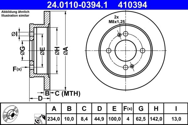 Brake disc Achter Links/Rechts past: HYUNDAI I10 I, I10 II, I10 III 1.0/1.0LPG/1.2 01.11-