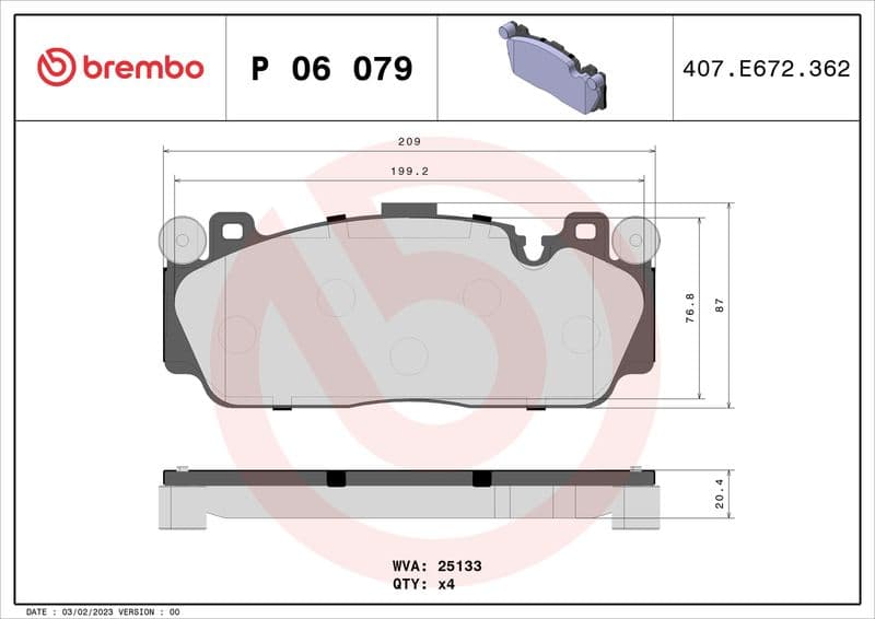 Remblokken set Voor , past: BMW 2 (F22, F87), 5 (F10), 6 (F12), 6 (F13), 6 GRAN COUPE (F06) 3.0/4.4 09.11-06.21