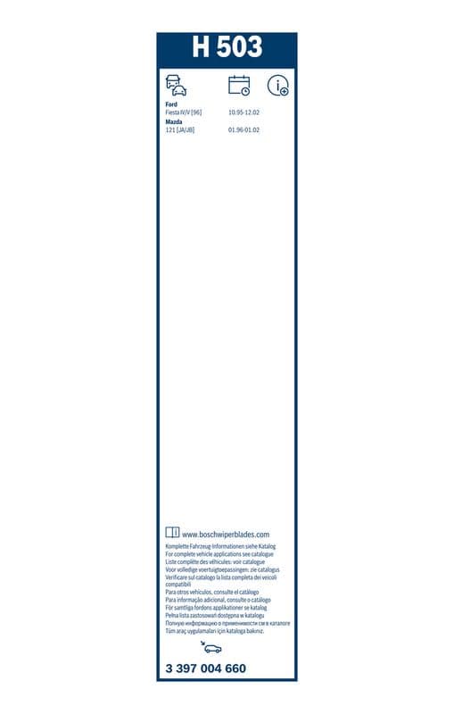 Wisserblad Standaard Achter (1pcs) H503 Twin 500mm past: FORD FIESTA, FIESTA IV  MAZDA 121 III 08.95-08.03