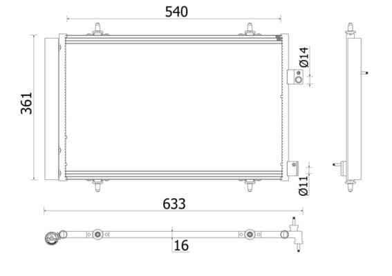 A/C condensator (met droger) past: PEUGEOT 508, 508 I 2.0D/2.0DH 11.10-12.18