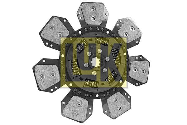 Koppelingsplaat/plaat keramiek (320mm  aantal peddels: 7) past: JOHN DEERE 2040S, 2140, 2140DT, 2141, 2541, 2550 4WD, 2555, 2650, 2650F, 2750 4WD, 2850, 2941, 2950, 3040, 3050, 3140, 3150, 3340