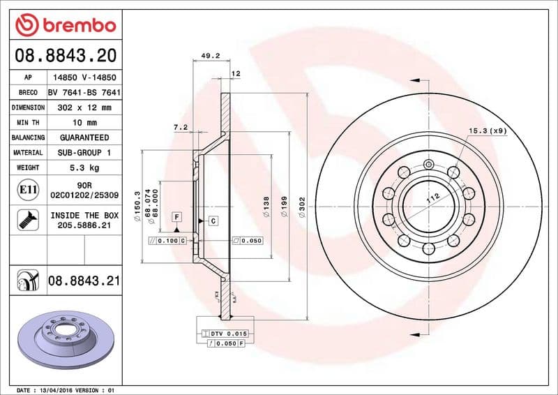 Brake disc Achter Links/Rechts past: AUDI A6 C6 2.0-3.2 05.04-08.11