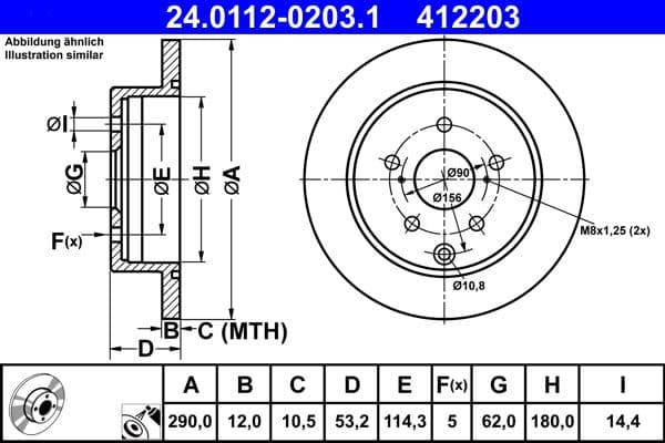 Brake disc Achter Links/Rechts past: TOYOTA MIRAI, PRIUS PLUS 1.8H/Electric 05.11-