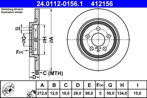 Brake disc Achter Links/Rechts past: CITROEN C8  FIAT ULYSSE  LANCIA PHEDRA  PEUGEOT 807  VW PHAETON 2.0-5.0D 06.02-
