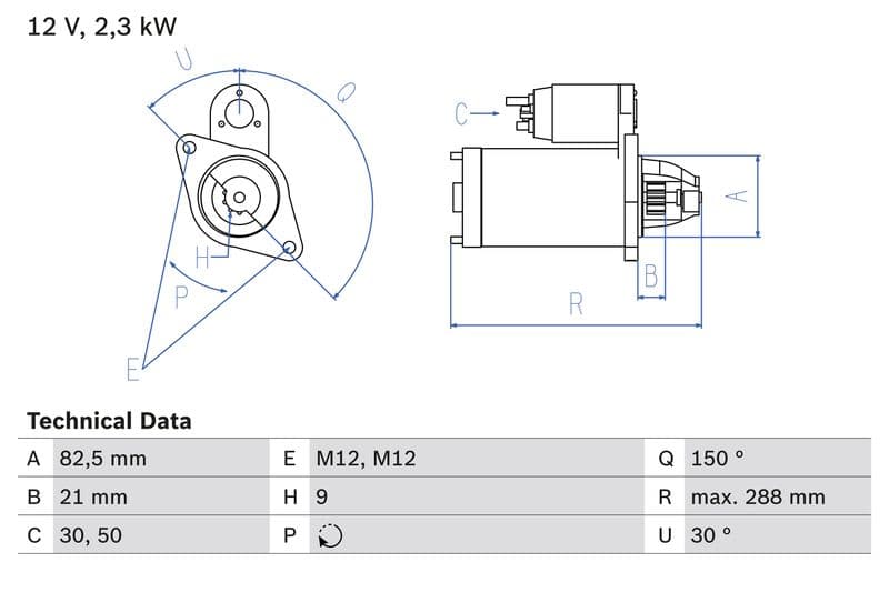 Starter (12V, 2,3kW, gereviseerd) past: MERCEDES 123 (C123), 123 T-MODEL (S123), 123 (W123), /8 (W115), G (W460), MB (W631), S (W126), T1 (601), T1 (601, 611), T1 (B601), T1 (B602) 2.0D-3.0D 01.66-
