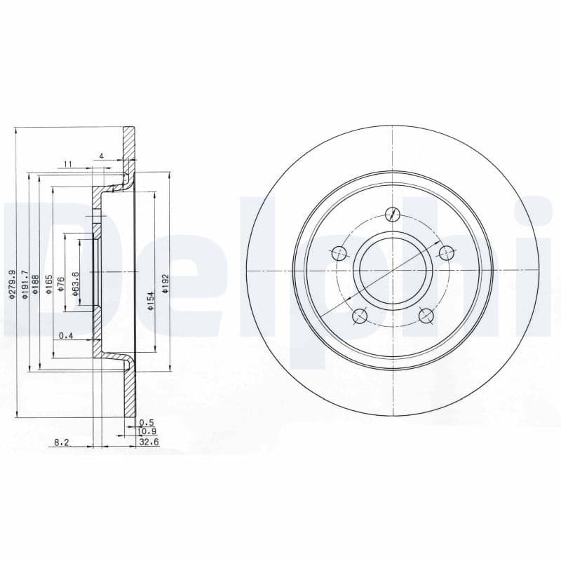 Remschijf set (2 stuks) Achter Links/Rechts past: VOLVO C30, C70 II, S40 II, V40, V50  FORD C-MAX, FOCUS C-MAX, FOCUS II 1.5-2.5 10.03-08.19
