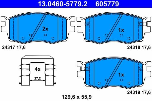 Remblokken set Voor (met extra's), past: HYUNDAI ACCENT III, I20 I  KIA RIO II 1.1D-1.6D 03.05-12.15