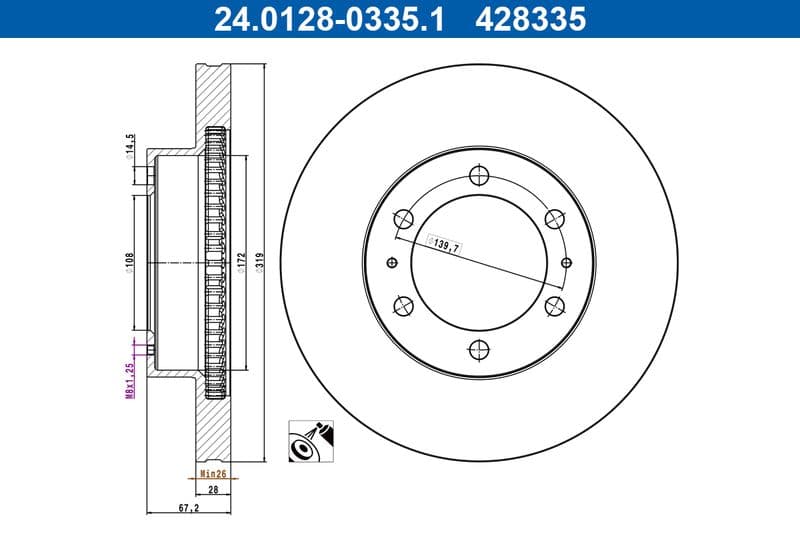 Brake disc Voor Links/Rechts past: TOYOTA 4 RUNNER IV, FJ CRUISER, FORTUNER, HILUX VII, HILUX VIII 2.4D-4.7 08.02-