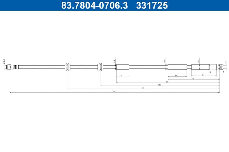 Remleiding/slang flexibel Voor (lengte 670mm, M10x1) past: MERCEDES GLE (C167), GLE (V167), GLS (X167) 2.0DH-4.0H 10.18-