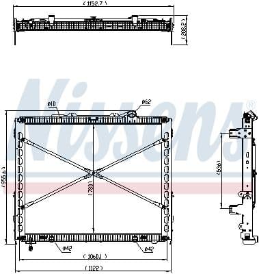 Motorradiator ((en) with frame) past: DAF CF, XF II, XFC MX-11270-MX-13390 05.13-