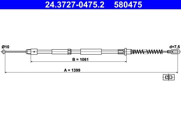 Handremkabel Achter Links/Rechts (1399mm) past: MERCEDES SPRINTER 4,6-T (B906), SPRINTER 5-T (B906) 1.8-3.5 06.06-12.19