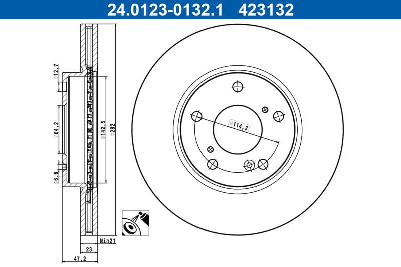 Brake disc Voor Links/Rechts past: HONDA ACCORD VI, ACCORD VII, CIVIC IX, CIVIC VIII, CIVIC X, FR-V, STREAM 1.0-3.0 02.98-