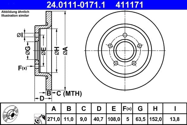 Brake disc Achter Links/Rechts past: FORD FOCUS III  FORD USA FOCUS 1.0-Electric 07.10-02.20