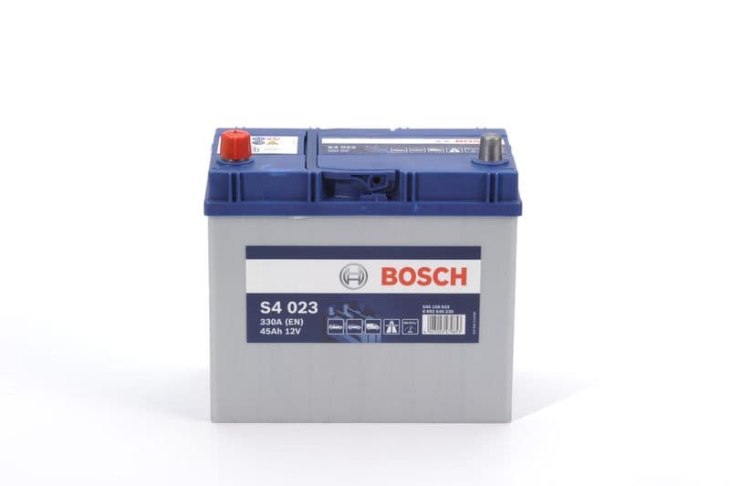 Batterij BOSCH 12V 45Ah/330A S4 (L+ standaard terminal) 238x129x227 B13 - montageflens 10,5 mm (beginnen)