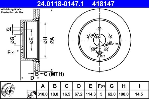 Brake disc Achter Links/Rechts past: LEXUS GS, IS C, IS II  TOYOTA CROWN, MARK X I, MARK X II 2.2D-4.6 09.03-
