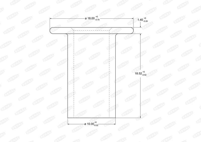 Remvoering klinknagel (10mmx18mm, opak. 100szt.) staal - buis past: MERCEDES INTEGRO (O 550)  BOVA FUTURA  NEOPLAN CITYLINER, JETLINER, MEGALINER, MEGASHUTTLE, N, SKYLINER, SPACELINER 01.73-