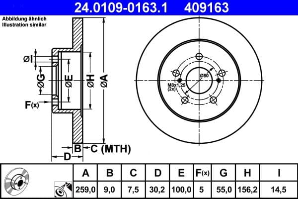 Brake disc Achter Links/Rechts past: LEXUS CT  PONTIAC VIBE  SUBARU TREZIA  TOYOTA PRIUS, PRIUS PHV, VERSO S 1.3-1.8H 06.08-