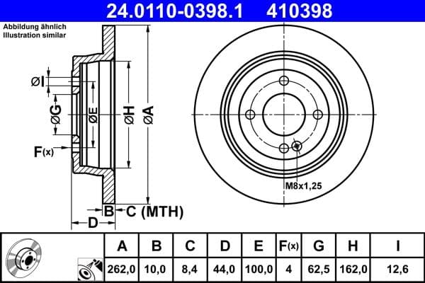 Brake disc Achter Links/Rechts past: HYUNDAI ACCENT IV, ACCENT V, BAYON, I20 ACTIVE, I20 I, I20 II, I20 III, SOLARIS  KIA RIO III, RIO IV, STONIC 1.0-1.6D 09.08-
