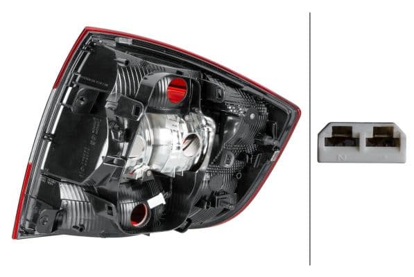 Achterlicht Links (P21/4W/P21W, anti-fog licht, achteruitrijlicht, zonder gloeilampen) past: SKODA RAPID Liftback 07.12-03.22