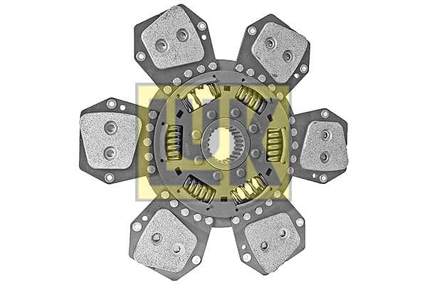 Koppelingsplaat/plaat keramiek (310mm  aantal peddels: 6) past: DEUTZ FAHR 60 F, 60  HUERLIMANN 4105 ELITE, 468 PRESTIGE, 468.4 CLUB, 488 T PRESTIGE, 606, 607, 706, 707, 708, 709