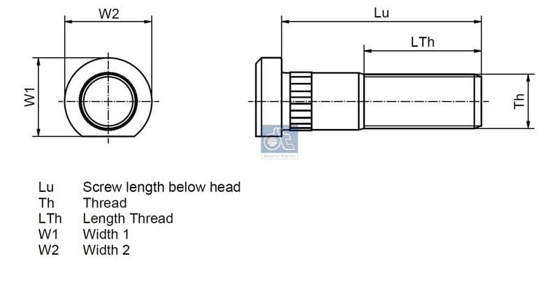 Wheel bolt M22x1,5 x90mm (draadlengte 40mm) past: RVI C, G, KERAX, MAGNUM, MAJOR, MANAGER, MAXTER, MIDLINER, MIDLUM, PREMIUM, R, TBH 01.77-