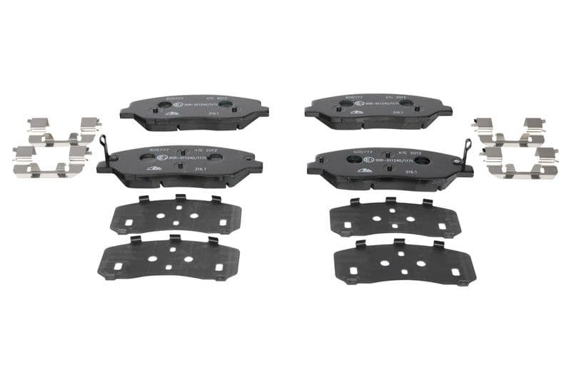 Remblokken set Voor (met een dempingskussen  met extra's), past: HYUNDAI GENESIS, GRAND SANTA FÉ, SANTA FÉ II, SANTA FÉ III  KIA BORREGO, SORENTO II  SSANGYONG ACTYON II 2.0-3.8 11.05-