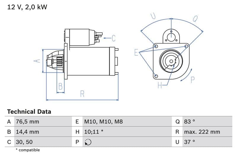 Starter (12V, 2,2kW, gereviseerd) past: NISSAN INTERSTAR, NAVARA NP300, NV400, PRIMASTAR, QASHQAI +2, QASHQAI I, X-TRAIL, X-TRAIL II  OPEL MOVANO B, VIVARO A  RENAULT ALASKAN 2.0D/2.3D 08.05-