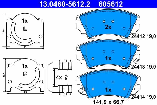 Remblokken set Voor (met extra's), past: CHEVROLET CAMARO, MALIBU  OPEL ASTRA J, ASTRA J GTC, CASCADA, INSIGNIA A, INSIGNIA A COUNTRY, ZAFIRA C  SAAB 9-5 1.3D-6.2 07.08-