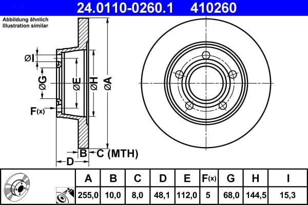 Brake disc Achter Links/Rechts past: AUDI A6 C5, ALLROAD C5 1.8-3.7 02.97-08.05