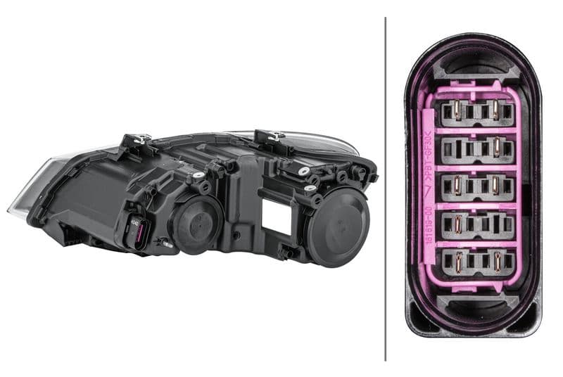 Koplamp Rechts (H7/H7/PY21W/W5W, elektrisch, met motor, met gloeilamp, kleur invoegen: verchroomd/zwart, kleur indicator: oranje) past: VW POLO V 6C, POLO V 6R 06.09-09.17
