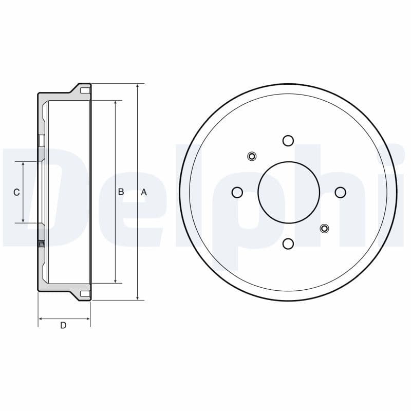 Brake drum Achter past: MITSUBISHI COLT, COLT VI  SMART FORFOUR 1.1-1.5D 01.04-06.12
