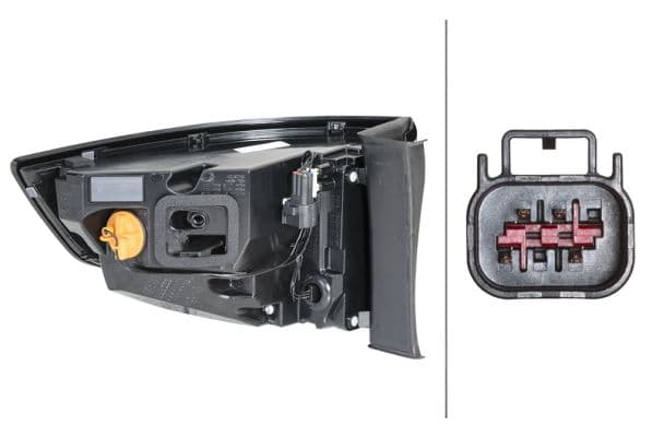 Achterlicht Rechts (bovenste deel/extern, LED/P21W, kleur indicator oranje, kleur van het glas red/transparant) past: LAND ROVER DISCOVERY SPORT L550 Off-road 12.14-04.19