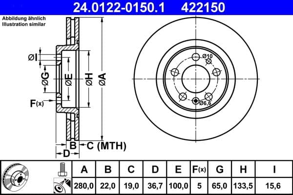 Brake disc Voor Links/Rechts past: AUDI A3  SEAT IBIZA IV, LEON, TOLEDO II  SKODA OCTAVIA I  VW BORA, BORA I, GOLF IV, GOLF PLUS V, GOLF V, JETTA III, NEW BEETLE, POLO IV 1.4-2.8 09.96-05.15