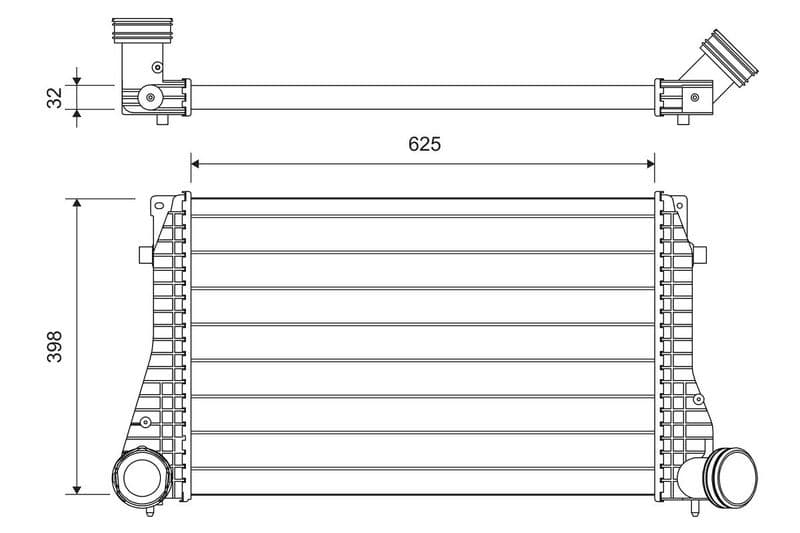 Toevoerluchtkoeler past: SEAT LEON, TOLEDO II  VW BORA, BORA I, GOLF IV 1.9D 02.00-06.06