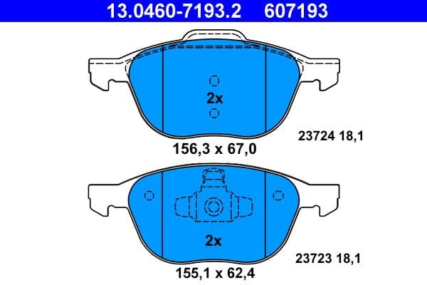 Remblokken set Voor , past: VOLVO C30, C70 I, C70 II, S40 II, V40, V50  FORD C-MAX, C-MAX II, ECOSPORT, FOCUS C-MAX, FOCUS II, FOCUS III, GRAND C-MAX, KUGA I, KUGA II 1.0-Electric 03.97-