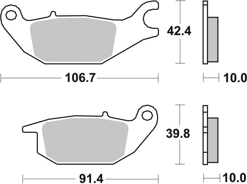Brake pads Achter, beoogd gebruik: route, materiaal: keramisch / koolstof-5, 39,8/42,4x106,7x10mm past: HONDA CBR, XL 125 2001-2012