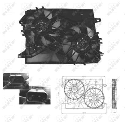 Radiatorventilator (met huisvesting) past: CHRYSLER 300C 2.7-6.1 09.04-11.12