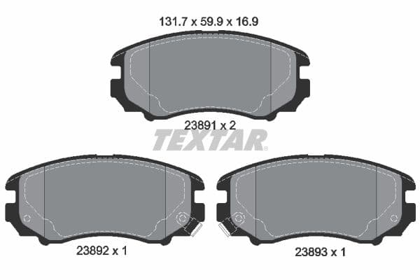 Remblokken set Voor , past: HYUNDAI COUPE II, ELANTRA III, ELANTRA IV, SONATA IV, SONATA V, TIBURON, TUCSON  KIA MAGENTIS I, MAGENTIS II, OPTIMA, SOUL I, SPORTAGE II 1.6-2.7 06.00-12.15
