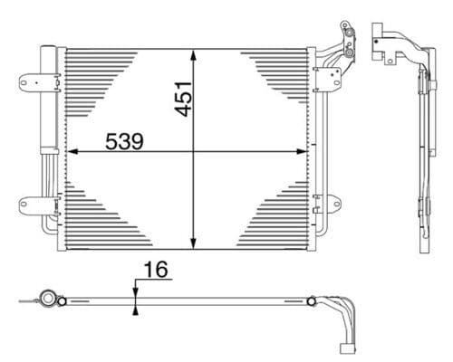A/C condensator (met droger) past: VW TIGUAN 1.4/2.0D 05.10-07.18
