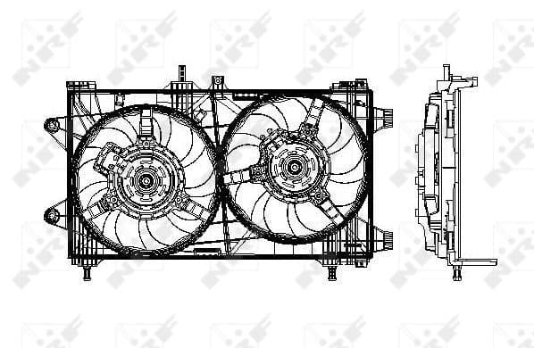 Radiatorventilator Links/Rechts (met huisvesting) past: FIAT PUNTO 1.8/1.9D 09.99-03.12