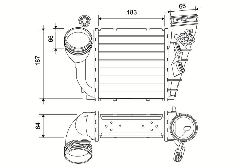 Toevoerluchtkoeler (geen sensor) past: AUDI A3  SEAT LEON  SKODA OCTAVIA I  VW BORA, BORA I, GOLF IV 1.9D 08.00-12.10