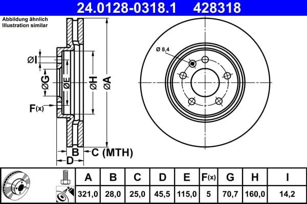 Brake disc Voor Links/Rechts past: OPEL INSIGNIA B, INSIGNIA B COUNTRY, INSIGNIA B GRAND SPORT 1.5-2.0D 03.17-
